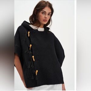 Free People Black  Toggle Poncho